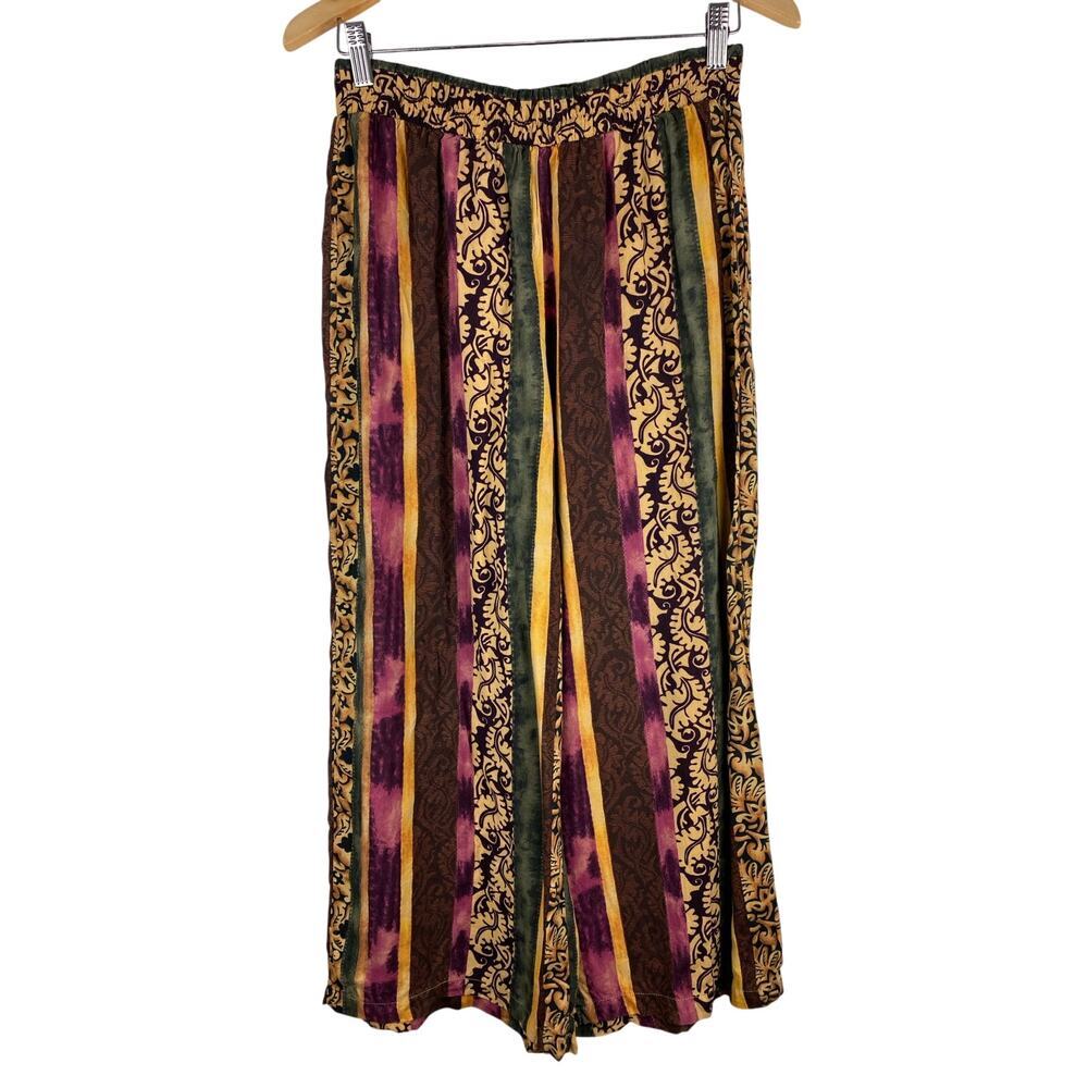 Vintage La Belle Fashions Women's Size S Striped Elastic Waist Gaucho Pants *